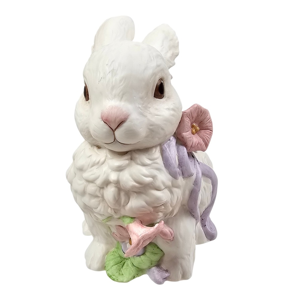 Vintage 1988 Enesco Bunny Rabbit Musical Figurine G.G. Santiago Morning Glory - Picture 2 of 12